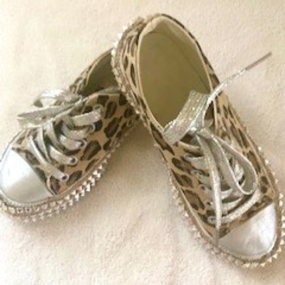 Leopard Silver Studded Sneakers!